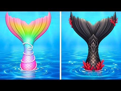 HOW TO BECOME A MERMAID 💙 Things To Make Out Of Cardboard 🌈 Easy Dolls Makeover By 123 GO!