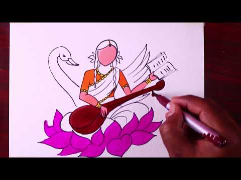 Maa Saraswati drawing easy / Vasant Panchami drawing