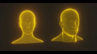 Sci-Fi Yellow Hologram Male and Female Head 3D Model Animated with Facial Expressions [Turnaround]
