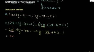 Subtraction of polynomial by horizontal method