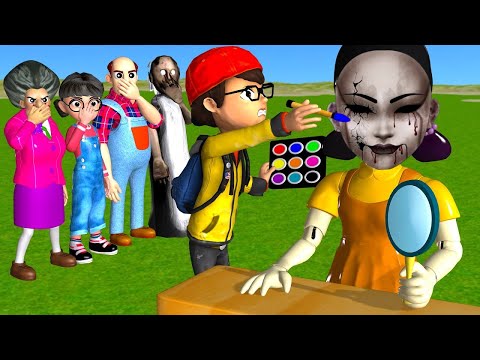 Scary Teacher 3D vs Squid Game Face Makeup Halloween or Error 5 Times Challenge Miss T vs Tani Win