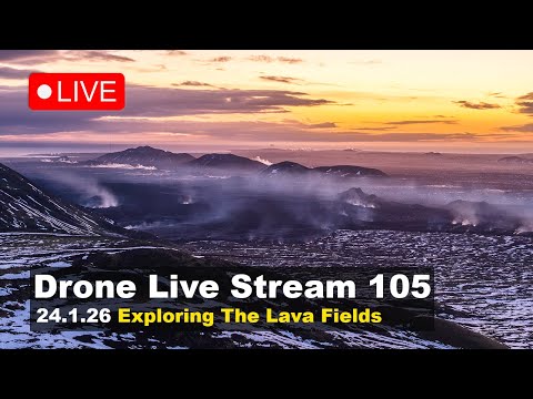 LIVE 24.1.26  Exploring Sundhnúksgígar eruption area, drone live stream