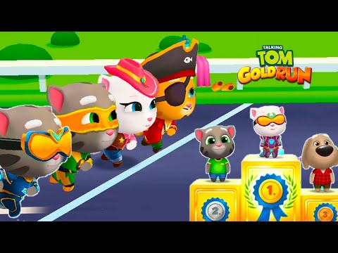 Talking Tom Gold Run - Competition Race - Gameplay - Hank, Angela, Ginger