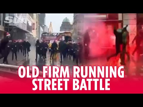 Rangers & Celtic ultras running battle down busy Christmas shopping street