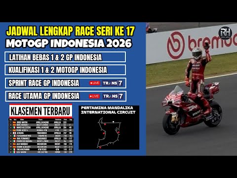 Jadwal Motogp Indonesia 2026~GP Indonesia 2026 Seri ke 17~Klasemen Motogp 2026 Terbaru~Live <strong>Trans</strong> 7