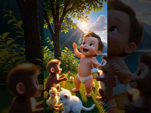 Baby & Monkeys’ Happy Dance 🐒💛 #shorts #youtubeshorts #monkey #foryou #cat #explore #yt #babifreitas