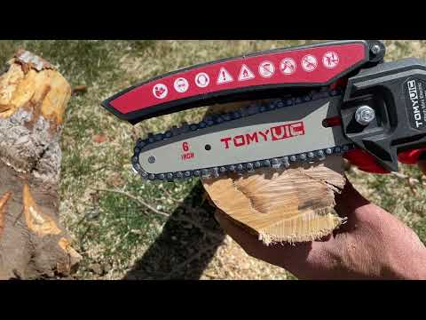 Mini Battery Electric Chain Saw with POWER! TOMYVIC 21v MAX