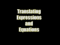 Algebraic Expressions and Representations