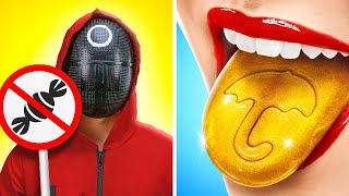 イカゲームでの食べ物の隠し方🦑🍔 123 GO! GOLDによるガードを出し抜く創造的で面白いトリック