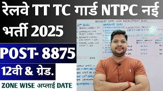 Railway NTPC TC CC New Vacancy 2025 | RRB Ntpc 12th & Graduation Pass Vacancy