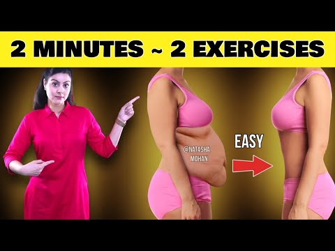 Get A Flat Stomach - 2 Easy Moves | 2 Minutes  ( No Sit Ups - No Gym Required )