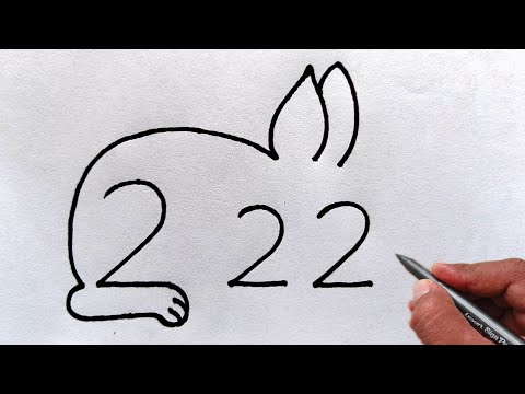 How to draw rabbit from number 222 | easy rabbit drawing video | rabbit drawing step by step