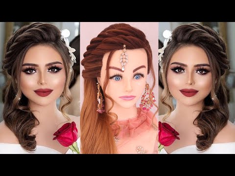 Beautiful curly hairstyles l Nikah Bridal hairstyles l Wedding Hairstyles Kashee's l Front Look