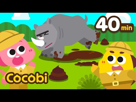 Why do rhinos step on poop?😲+ Special animals songs for kids | Cocobi