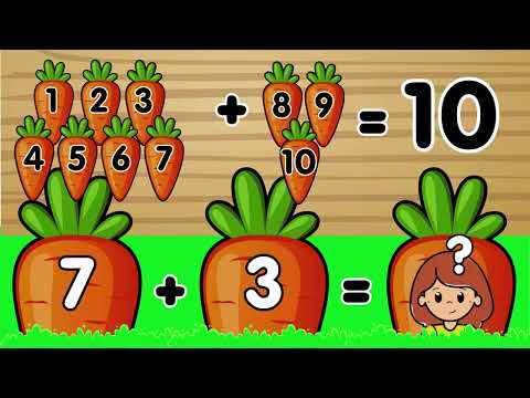 Aprender adição de forma divertida: contar cenouras - Vídeo educativo infantil - Matemática