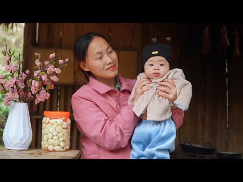 Mother and child; Harvest agricultural products, Making smoked meat