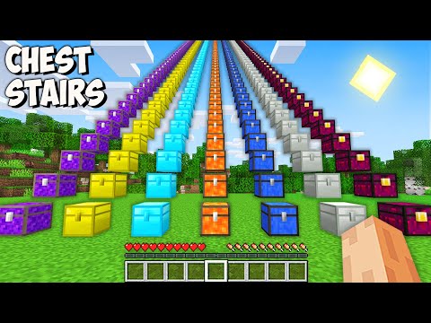 What is HIDDEN inside THE LONGEST CHEST STAIRS in Minecraft? I found THE BIGGEST STAIRS CHEST!