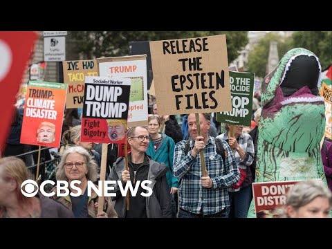 YouTube video thumbnail: Thousands Protest Trump's Visit to U.K.