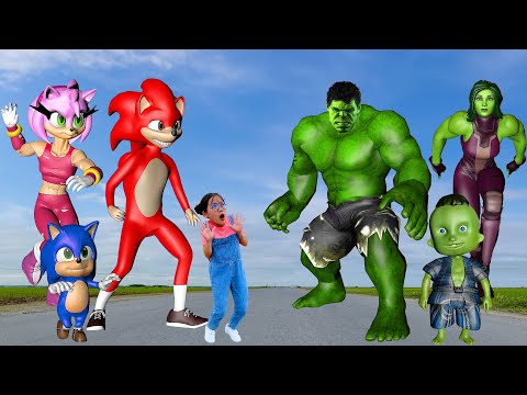 FAMILY SONIC THE HEDGEHOG VS FAMILY HULK - In real life