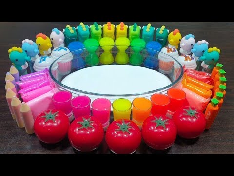 Rainbow clay ! Mixing random things into store-bought slime ! Satisfying slime videos !!!