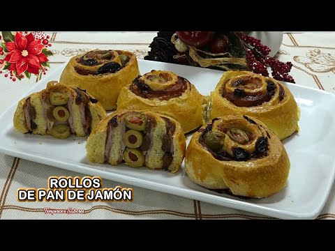 ROLLOS DE PAN DE JAMÓN PARA NAVIDAD DELICIOSOS