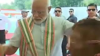 Indian PM Narendra Modi doing Cow Service.