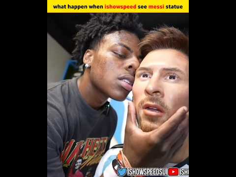 what happen when ishowspeed see messi statue #trendingshorts #ishowspeed