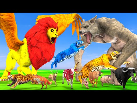 Giant Lion Amazing Story | उड़ने वाला शेर का जन्म रहस्य मां बाघिन और विशाल भेड़िए | Sher Ki Kahani