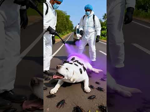 Dog got covered with centipedes save by kind rescue team! #humanity #dog #animals
