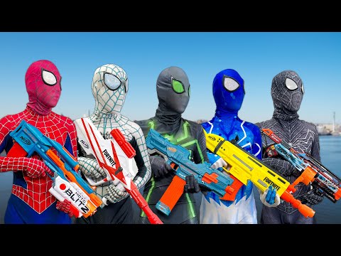 TEAM SPIDER-MAN vs BAD GUY TEAM || Hey All PRO Spider-Man , Go To Trainning Nerf Gun !!! ( Action )