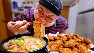 60계치킨 쯔란윙봉과 이치란 라멘  흡입! 선물해주신 미히로님 감사합니다│Ramen and chicken Mukbang Eatingshow