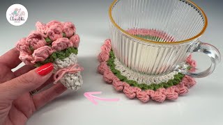 Einfache Untersetzer häkeln ➜ Blumenstrauß💐