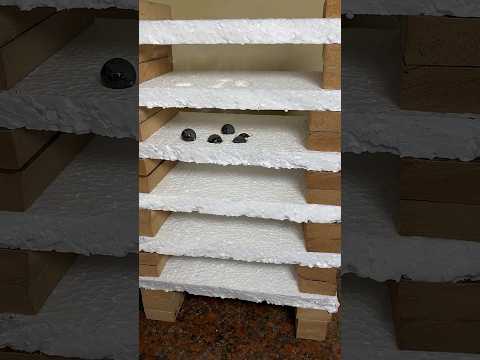 Hot iron balls vs Styrofoam tower ๐ฅ. #shorts #asmr #experiment