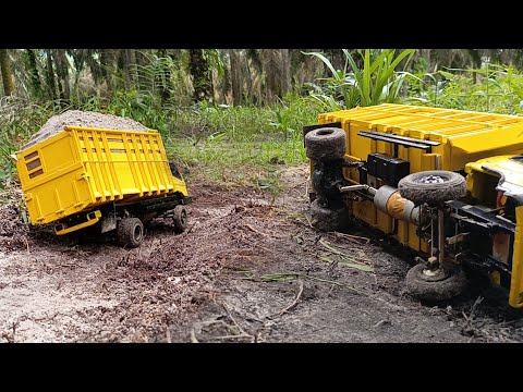 Mobil Truk Oleng Akhirnya Terguling Karna OVERLOAD Rc Truk Canter Mobil Oleng dump Truk