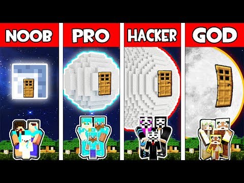 Minecraft - NOOB vs PRO vs HACKER vs GOD : FAMILY SECRET MOON BLOCK HOUSE in Minecraft Animation
