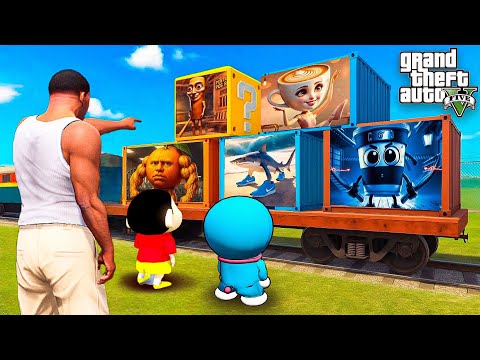 GTA V : Franklin Shinchan Doraemon Nobita Got GOLD Container gifts  in GTA 5 ! in Telugu