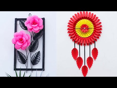 Quick and easy paper wall hanging ideas | Paper craft for home decor | paper flower wall decoration