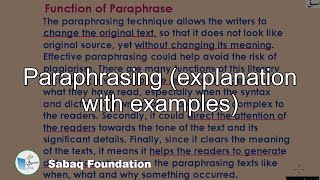 Paraphrasing (explanation with examples)