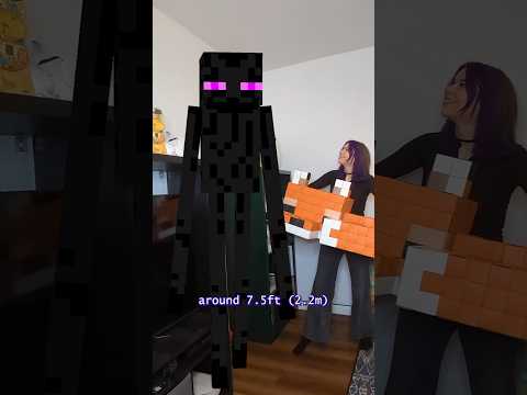 Building a GIANT ENDERMAN only using PAPER! (NO glue No tape!)#minecraft #pixelart #minecraftlive
