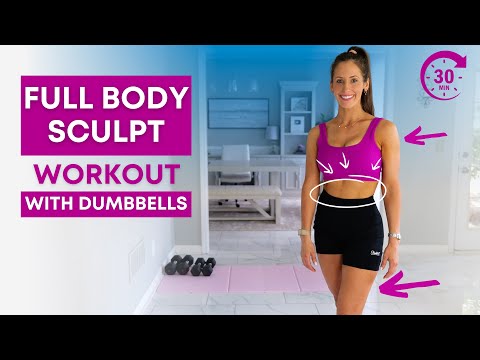 30 Min Full Body Dumbbell Sculpt | Weighted Pilates x Strength Workout