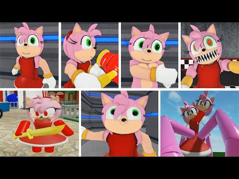 NEW ALL AMY ROSE  + BABY AMY ROSE  JUMPSCARE!   Roblox Piggy FANGAME