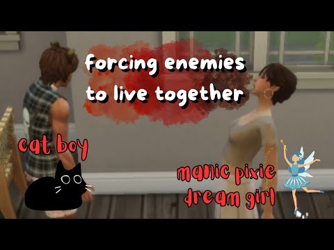 enemy cat boy & manic pixie dream girl forced to live together in sims 4