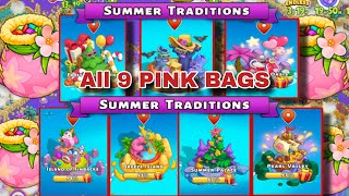 9 Pink Bags on Frosty Palm Island,Witches' Retreat,Island Of Finbacks,Pearl Valley | Family Island