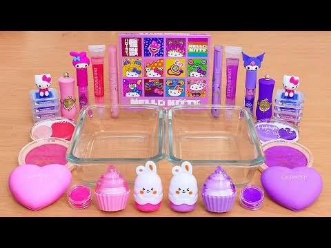 Pink vs Purple - Mixing Makeup Eyeshadow Into Slime ASMR