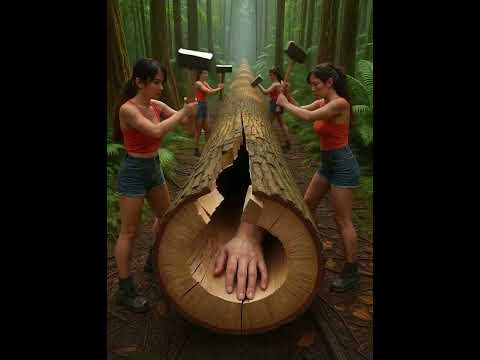 Rescue giant Hand in wood trunk - #shorts #trending #funny