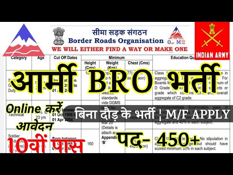 Army BRO Recruitment 2024 Notification | Army BRO New Vacancy 2024 | Bharti October Jobs |10th Pass