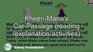 Kheeri-Maria's Cat-Passage (reading /explanation/activities)