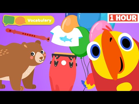 Toddler learning video | Learning first & new words with Larry Surprise Eggs | 1 Hour | Fun Learning