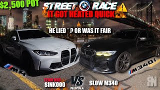 HUGE SHOCK! RACE ENDING BMW M4 G82 S58 VS BMW M340 G20 B58 OMG WHAT DID WE JUST WITNESS! LIED?!
