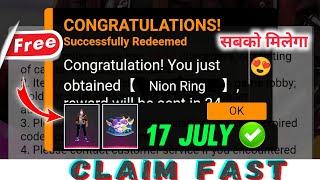 FREE FIRE REDEEM CODE TODAY 17 JULY | FF REWARDS REDEEM CODE | FF REDEEM CODE TODAY 17 JULY